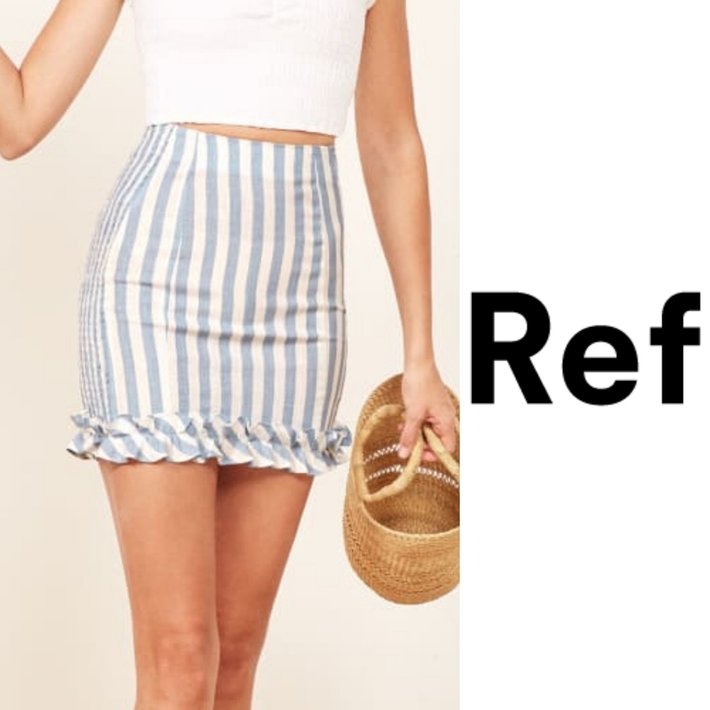 🌹🇺🇸 REFORMATION Alexa Mini SKIRT Smocking LINEN - Picture 1 of 4